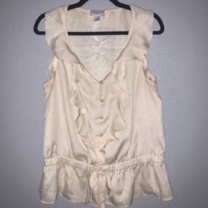 NWoT LOFT Champagne Sleeveless Tank Blouse- L